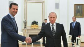 Syrian President Bashar Assad left with Russia's President Vlamdimir Putin.