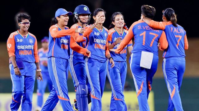 Indian team celebrating wicket against Pakistan in Women's Asia Cup T20 World Cup 2024. (BCCI/Twitter)