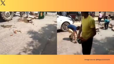 The video shows men, women, and youngsters grabbing liquor bottles (Image source: @Rajput131313/X)