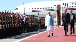 Prime Minister Narendra Modi arriving in Russia. He was received by the First Deputy PM Denis Manturov of Russia at the airport. (Photo: MEA India/ X)