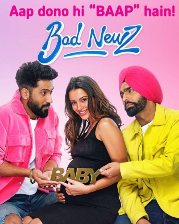 Bad Newz is a romantic comedy starring Vicky Kaushal, Triptii Dimri, and Amy Virk. A spiritual sequel to Good Newz, it revolves around a medical condition called heteropaternal superfecundation, wherein a woman can be impregnated by two male partners.