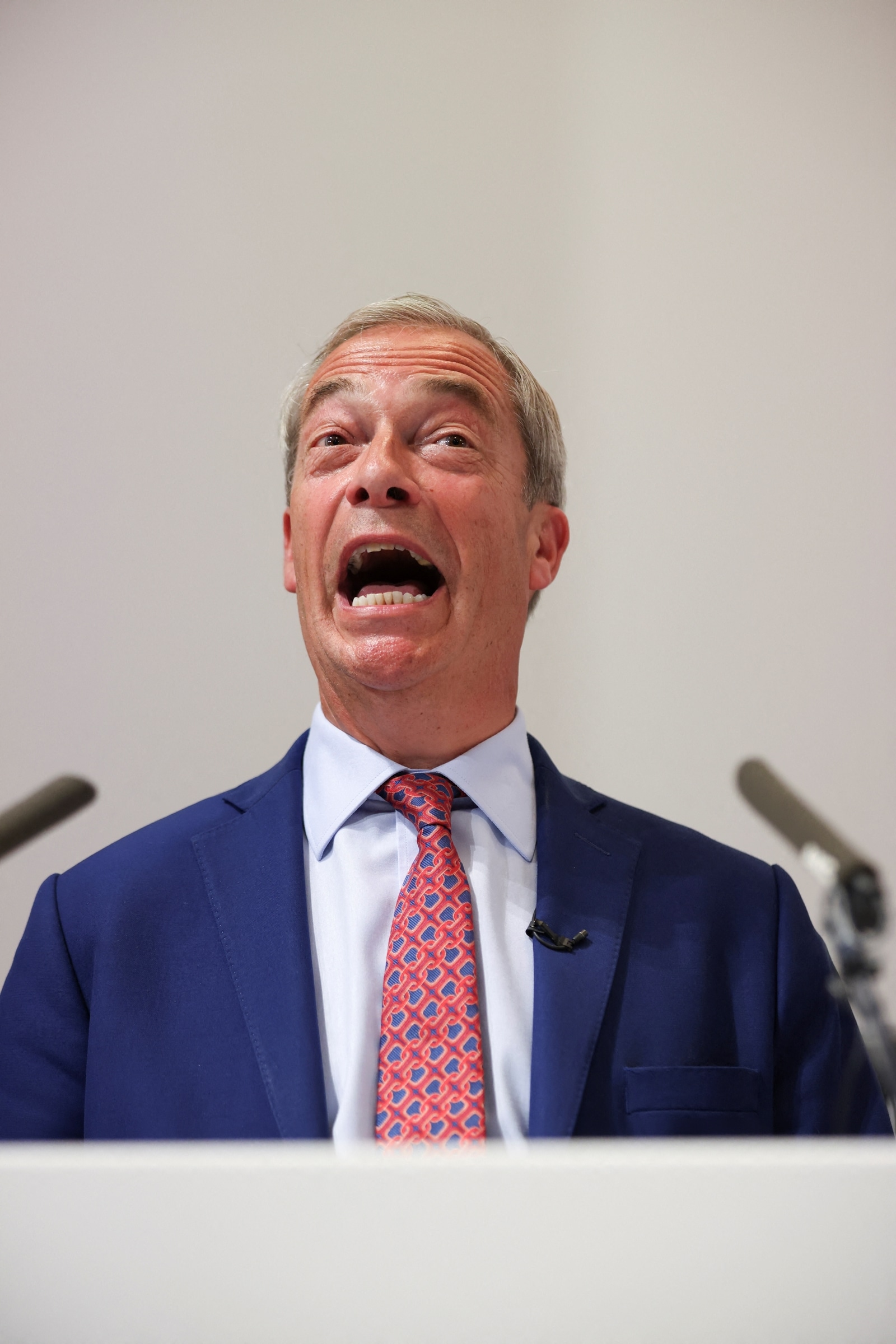 Britain's Reform UK Party Leader Nigel Farage speaks to the media. (Reuters)