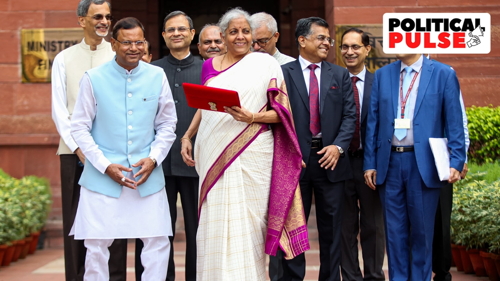 Union Finance Minister Nirmala Sitharaman before presenting the Budget 2024. (Express photo by Praveen Khanna)