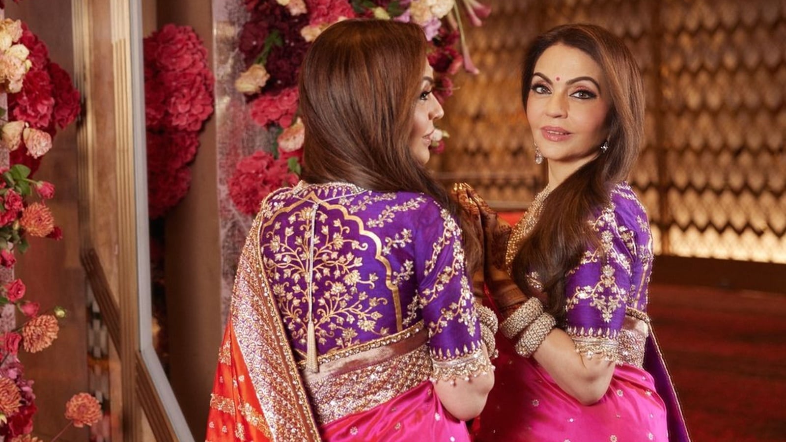 Nita Ambani's blouse, worn with a Banarasi sari, features exquisite real  gold varak | Fashion News - The Indian Express