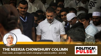 Leader of Opposition Rahul Gandhi leaving from GPCC office in Paldi. (Express file photo by Nirmal Harindran)