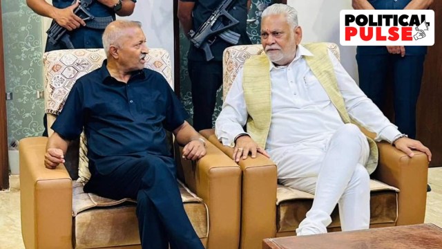 Gujarat BJP MLA Jayrajsinh Jadeja with Rajkot MP Parshottam Rupala. (Express)