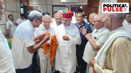 Gurgaon MP Rao Inderjit Singh with supporters. (Special arrangement)