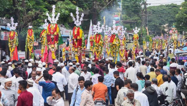 Shia Muslims from across the Mumbai Metropolitan Region congregate in the Dongri area of south Mumbai where they participate in Majlis (sermons) and recite nauhas (elegies) remembering the battle of Karbala in which the prophet’s grandson Imam Hussain and several members of his family were killed.