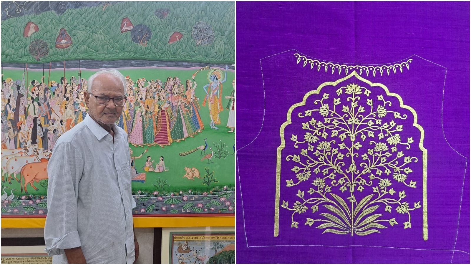 Nita Ambani wore Pichwai-inspired blouse hand painted by Shehzad Ali Sherani for her son Anant's wedding