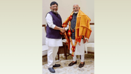 Prime Minister Narendra Modi with Karnataka Deputy Chief Minister DK Shivakumar during a meeting, in New Delhi. (PTI Photo)