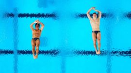 Tom Daley, when a diver emerges from the pool, the sudden drop in temperature can cause the muscles to contract rapidly, shower