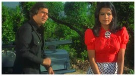 Zeenat Aman and Rajesh Khanna in a still from the film Ajanabee.