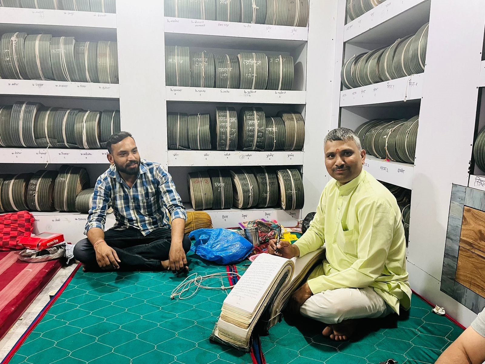 Pandit Ashish with his ledger in Haridwar