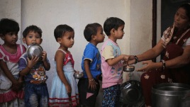 According to officials, two workers recorded videos and clicked pictures of eggs being served to the Anganwadi children.