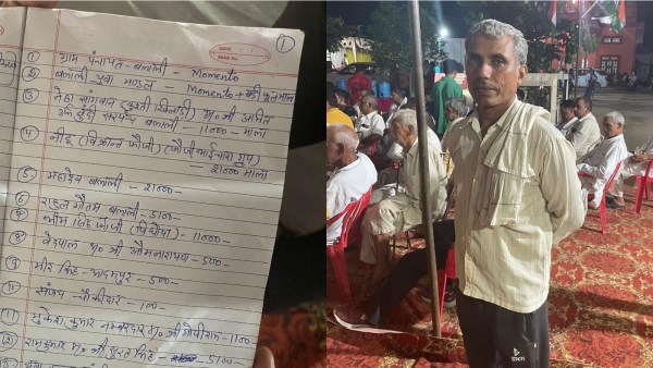 Among the gifts Vikrant Fauji’s Rs 21,000 and Sanjay Chowkidar’s (right) Rs 100 (Express Photo by Jasbir Malhi)