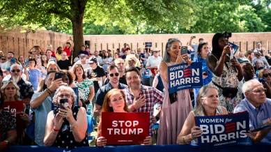 Supporters of President Joe Biden at a campaign event in Harrisburg