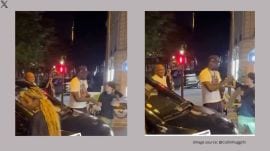 The viral clip shows LeBron James stopping the young fan from taking a selfie (Image source: @CollinRugg/X)