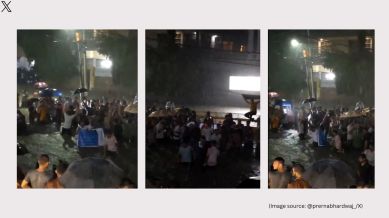 The IMD issued a ‘red’ warning amid severe waterlogging in several parts of Delhi (Image source: @prernabhardwaj_/X)