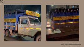 The video shows a driverless truck speeding in reverse for a considerable distance (Image source: @jist.news/Instagram)