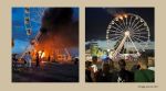 The viral video shows two carriages of the Ferris wheel on fire (Image source: AP)