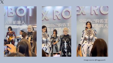 Viral video shows humanoid robots mimicking human features (Image source: @froggyups/X)