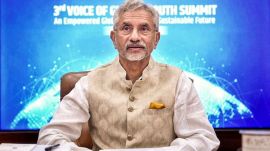 External Affairs Minister S Jaishankar during the 1st Foreign Ministers' Session on the theme - Charting a Unique Paradigm for the Global South at the 3rd Voice Of Global South Summit