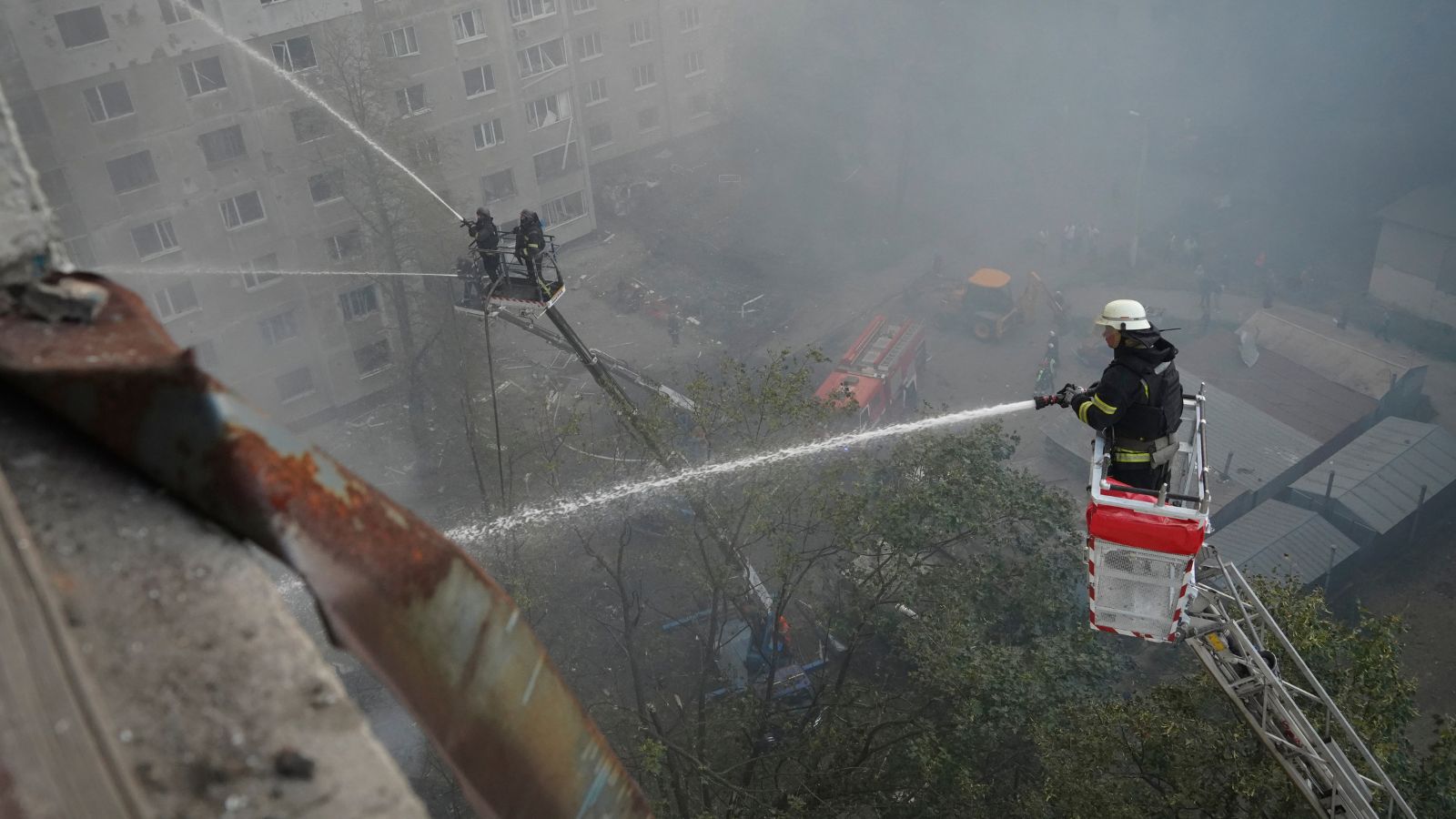 Zelenskyy urges allies’ help to defend air space as Russia hits high-rise in Ukraine’s Kharkiv