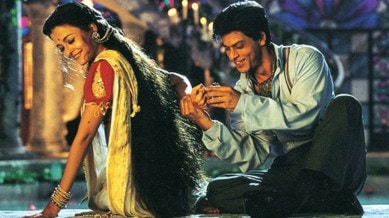 Shah Rukh Khan and Aishwarya Rai Bachchan play Devdas and Paro respectively in the Sanjay Leela Bhansali directorial (Photos: X/SRKuniverse)