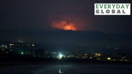 A view shows smoke on the Lebanese side of the border with Israel, after Israel said it had noted armed group Hezbollah preparing to attack Israel and had carried out pre-emptive strikes on Hezbollah targets in Lebanon, as seen from Tyre, southern Lebanon