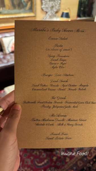 Masaba Gupta baby shower menu