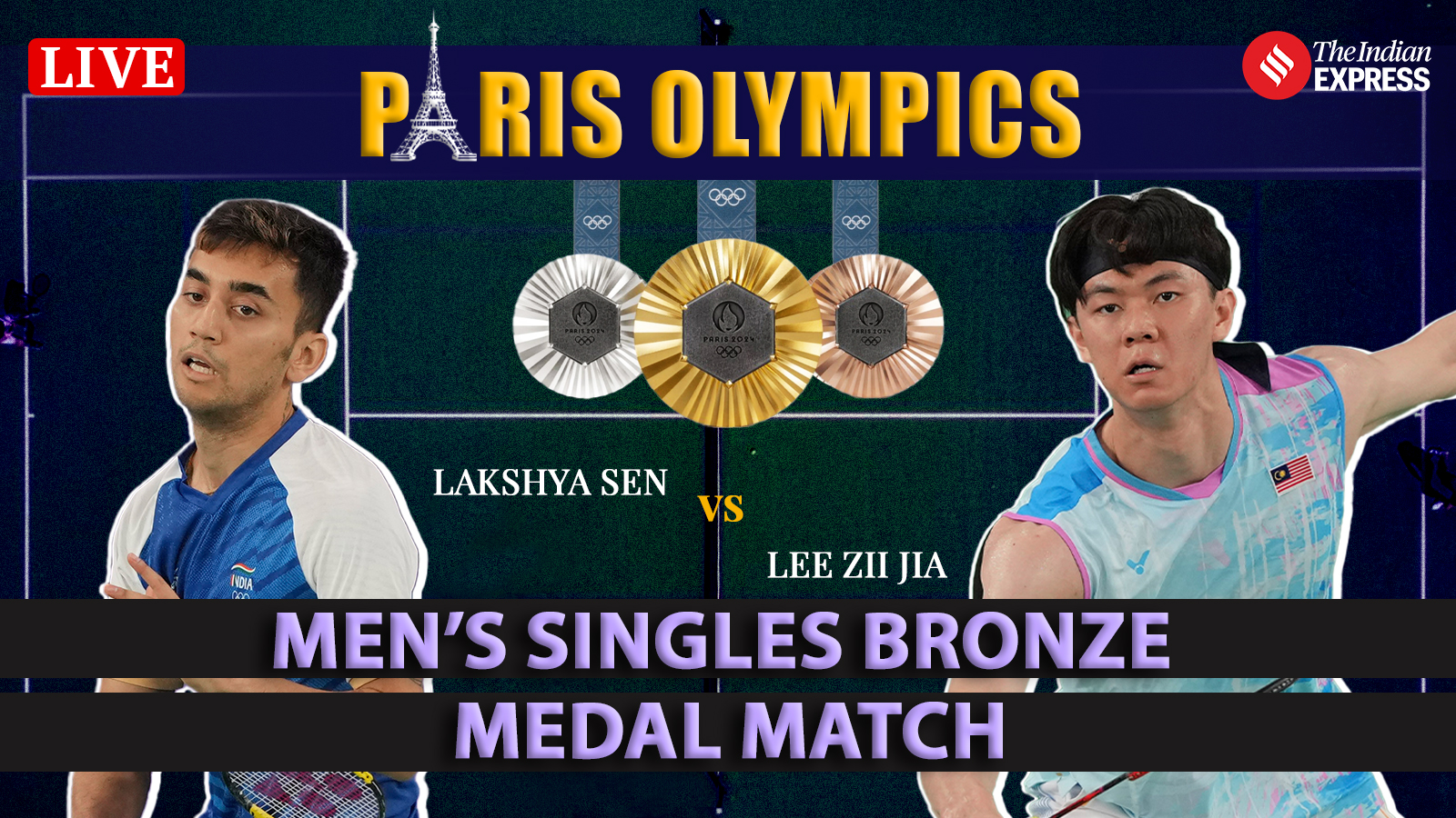 Lakshya Sen vs Lee Zii Jia Live, Badminton Paris Olympics 2024 Lakshya