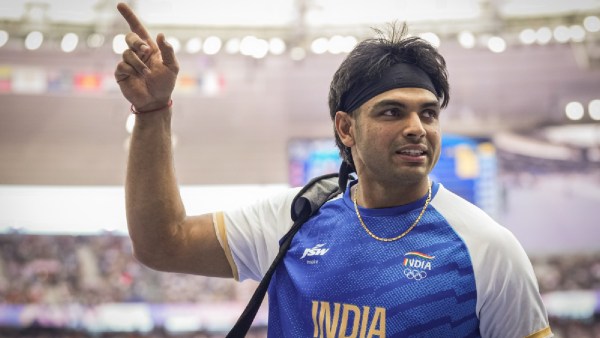 India's Neeraj Chopra during the Men's javelin throw qualification round at the 2024 Summer Olympics, in Paris, France