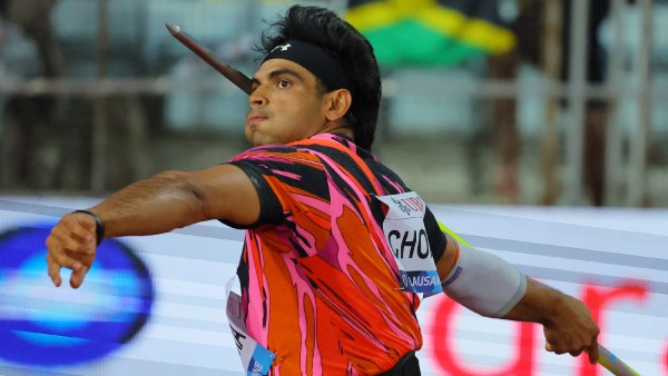  India's Neeraj Chopra in action during the men's javelin throw 