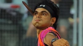 India's Neeraj Chopra in action during the men's javelin throw