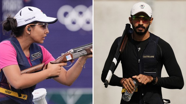 Paris Olympics: India's Maheshwari Chauhan and Anant Jeet Singh Naruka. (Reuters)