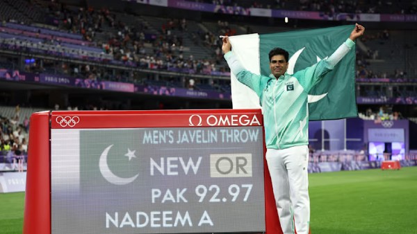 Despite the false start in the final, Arshad Nadeem shattered the Olympic record to bag the javelin gold medal. (REUTERS)