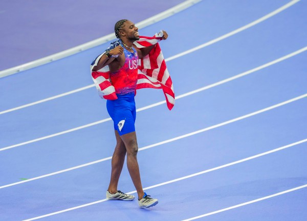 Paris 2024 Olympics: Noah Lyles celebration after 100m sprint win