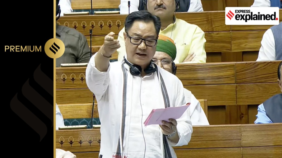 Union Minister Kiren Rijiju speaks in the Lok Sabha during the Monsoon session of Parliament, in New Delhi, Thursday, Aug. 8, 2024. The BJP-led government introduced the Waqf (Amendment) Bill in the Lok Sabha on Thursday.