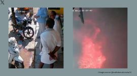 In the viral CCTV footage, a man can be seen stubbing his tobacco into the ground soaked with petrol (Image source: @sudhakarudumula/X)