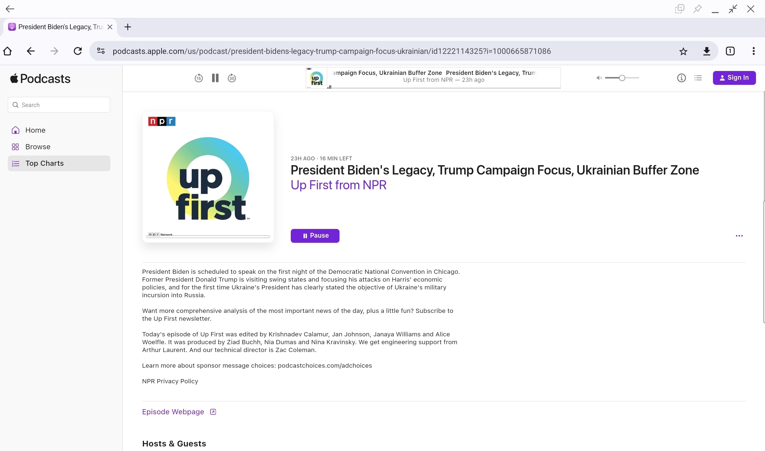 Here's what Apple Podcasts interface looks like on the web.