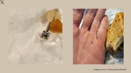 The viral photos show the nose ring caught between the food ordered from Taco Bell (Image source: TheeSqueebles/Reddit)