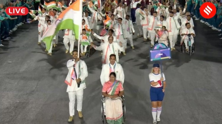 Paris Paralympics 2024 Live Updates: Sumit Antil, Bhagyashri Jadhav lead the Indian contingent out at the Opening Ceremony for Paris 2024. (Screengrab via JioCinema)