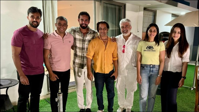 Trisha shares photos of Ajith and team VIdaamuyarchi