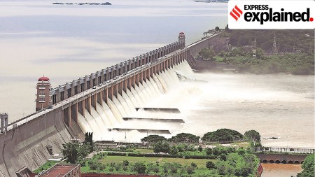 Tungabhadra dam gate swept away, Tungabhadra dam, Karnataka flood alert, Tungabhadra dam in Karnataka, Tungabhadra river, Tungabhadra dam repair work, D K Shivakumar, express explained, Indian express news, current affairs,