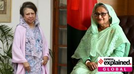 Opposition Bangladesh National Party's Khaleda Zia (left) and Awami League leader and Bangladesh PM Sheikh Hasina.