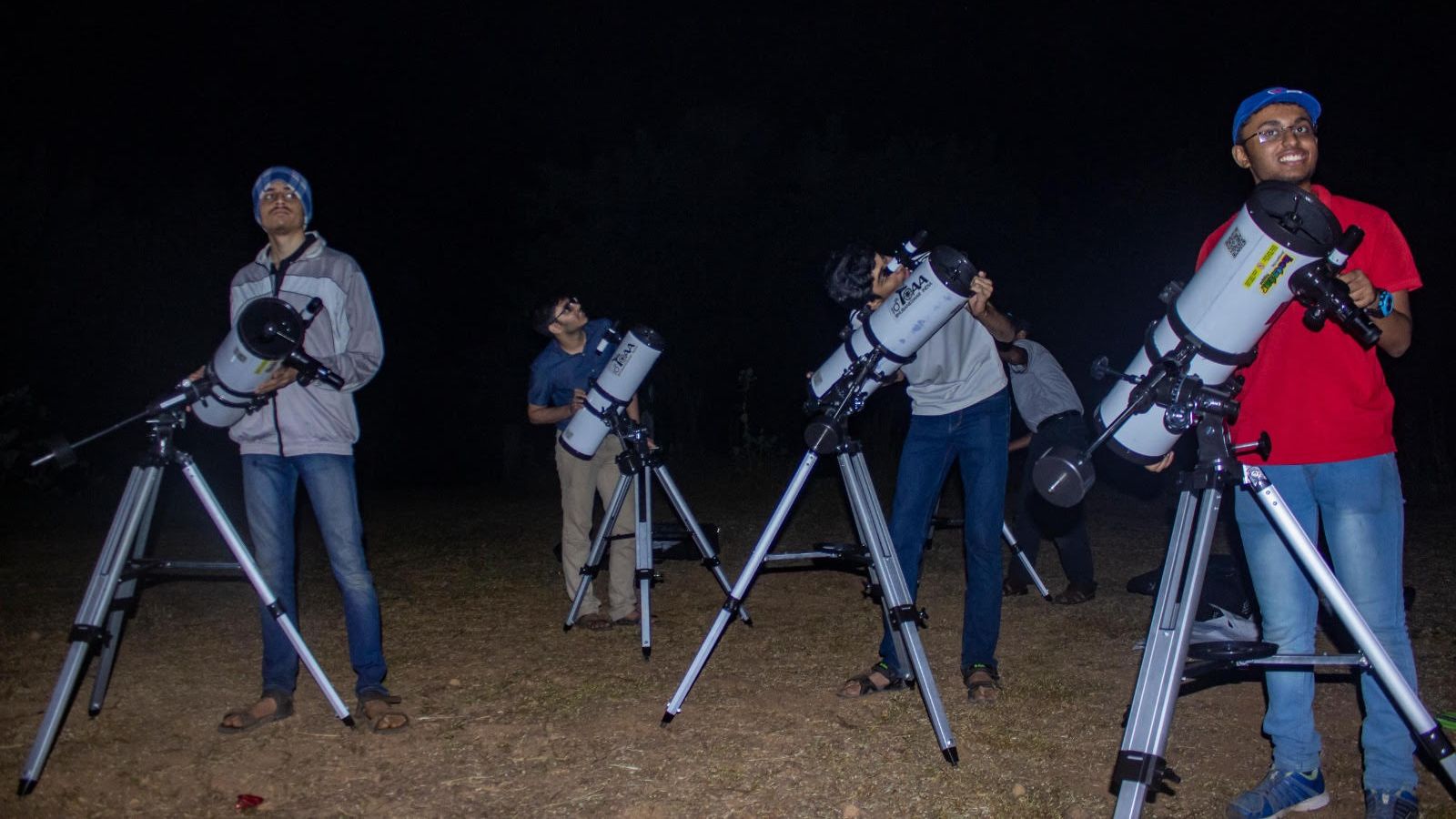 In astronomy, training also includes observing the night sky and telescope handling sessions.