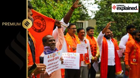 Members of the Sambhaji Brigade in Maharashtra staging an agitation to demand a caste-wise national census for the OBC community in 2021.