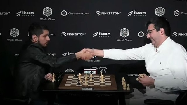 Former world champion Vladimir Kramnik takes on Mexico's Jose Martinez in a special hybrid match called the Clash of Blames. (PHOTO: World Chess via X)