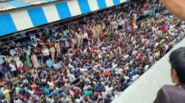 The Central Railway said local trains were stopped at the Central railway station. "From 10.10 am, the train movement is held up at the Badlapur railway station due to protest for non-railway issues," CR officials said. sexual assault