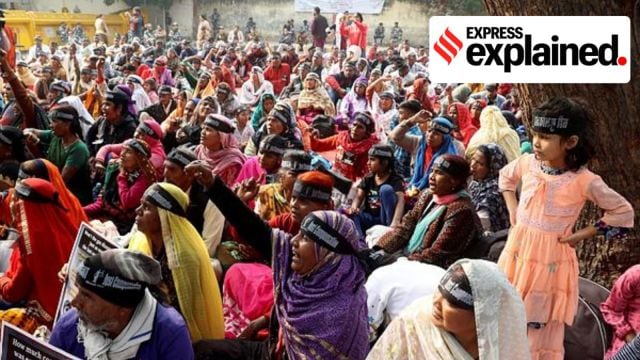 Thousands of survivors disaster to Bhopal gas Tragedy during the protest at Jantar Mantar in New Delhi, December 2022.
